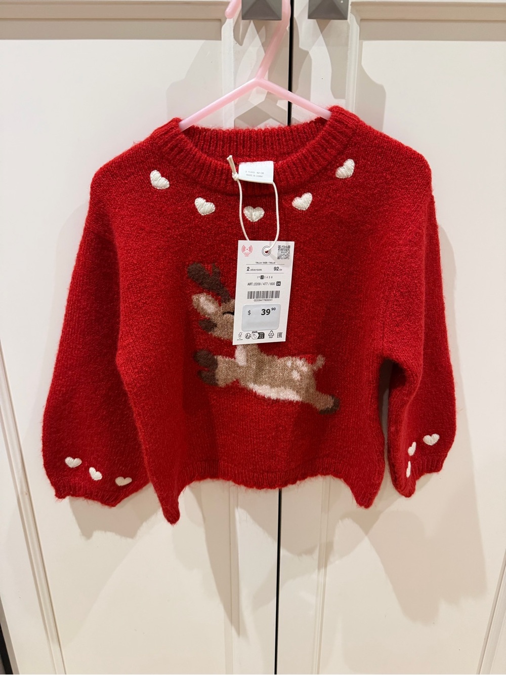 Zara 2t Christmas heart Reindeer Sweater